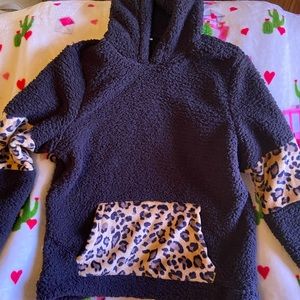 Black/Leopard Print Hoodie